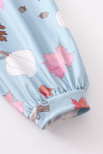 Blue pumpkin print girl set - ARIA KIDS