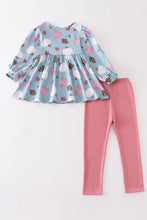 Blue pumpkin print girl set - ARIA KIDS