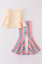 Beige pumpkin stripe bell pants set