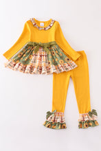 Mustard floral print ruffle set