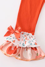 Rust pumpkin print ruffle girl set - ARIA KIDS