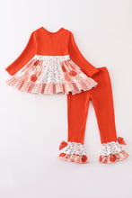 Rust pumpkin print ruffle girl set - ARIA KIDS