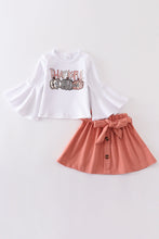 White thanksgiving pumpkin girl skirt set - ARIA KIDS