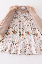 Pumpkin floral print vest 3pc pants set - ARIA KIDS