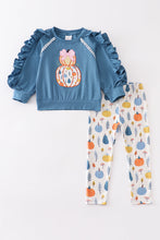 Blue pumpkin applique ruffle girl set - ARIA KIDS