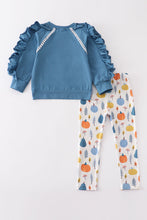 Blue pumpkin applique ruffle girl set - ARIA KIDS