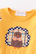 Mustard turkey applique plaid girl set - ARIA KIDS