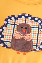 Mustard turkey applique plaid girl set - ARIA KIDS