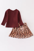 Brown thanksgiving leopard short skirt set - ARIA KIDS