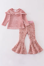 Pink corduroy sequin bell pants set - ARIA KIDS