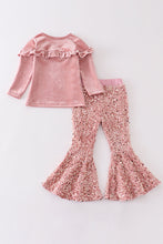 Pink corduroy sequin bell pants set - ARIA KIDS