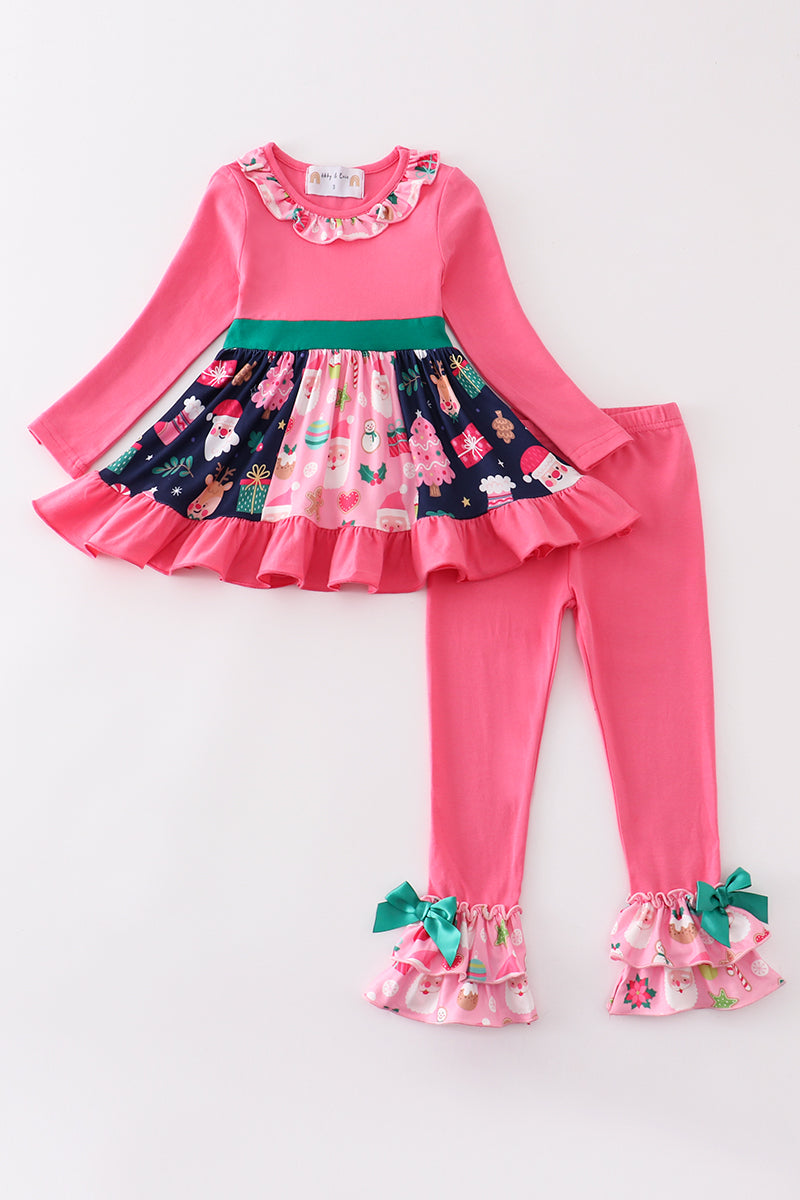Pink floral print ruffle girl set - ARIA KIDS