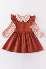 Brown floral print dress set - ARIA KIDS