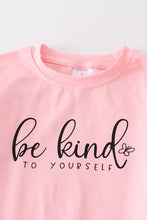 Pink "be kind to yourself" sequin bell pants set