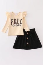 Beige "FALL" ruffle girl skirt set - ARIA KIDS