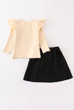 Beige "FALL" ruffle girl skirt set - ARIA KIDS