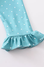 Teal dot floral print plaid set - ARIA KIDS