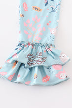 Pink floral print ruffle girl set