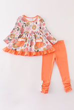 Orange floral print ruffle girl set - ARIA KIDS