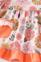 Orange floral print ruffle girl set - ARIA KIDS