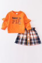 Orange sweet as pie plaid skirt set