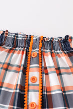 Orange sweet as pie plaid skirt set