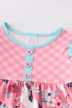 Pink plaid floral print ruffle girl set