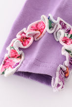Purple floral print ruffle girl set - ARIA KIDS