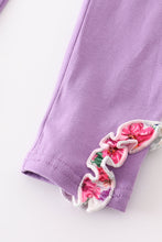 Purple floral print ruffle girl set - ARIA KIDS