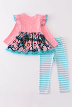 Pink floral print ruffle girl set - ARIA KIDS