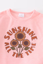 Pink sunflower leather short skirt set - ARIA KIDS