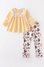 Yellow floral embroidery ruffle girl set - ARIA KIDS