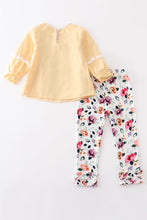 Yellow floral embroidery ruffle girl set - ARIA KIDS