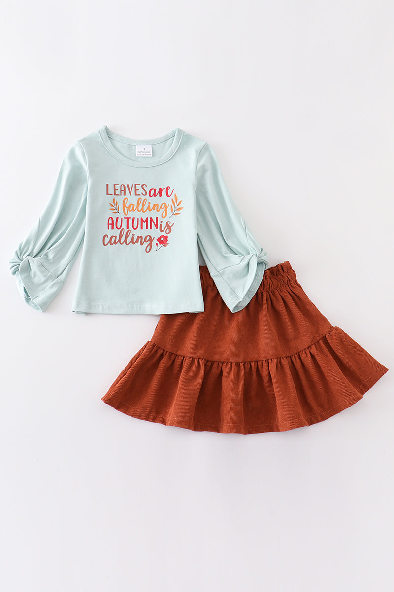 Mint Autumn girl skirt set - ARIA KIDS