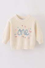 White hand-embroidery one&two pullover sweater - ARIA KIDS