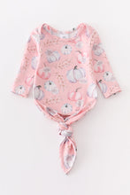 Pink pumpkin print baby gown