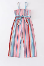 Multicolored stripe smocked strap girl jumpsuit - ARIA KIDS