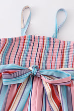 Multicolored stripe smocked strap girl jumpsuit - ARIA KIDS