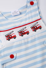 Blue stripe fire engine smocked boy jonjon