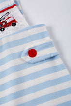 Blue stripe fire engine smocked boy jonjon