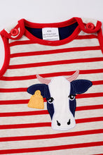 Red stripe cattle applique boy romper - ARIA KIDS