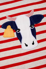 Red stripe cattle applique boy romper - ARIA KIDS