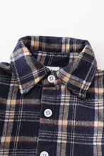 Navy plaid button down boy romper - ARIA KIDS