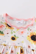 Coral sunflower print ruffle baby romper - ARIA KIDS