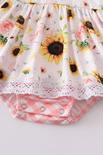 Coral sunflower print ruffle baby romper - ARIA KIDS