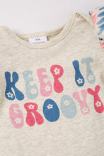 Grey "keep it groove" ruffle baby romper - ARIA KIDS