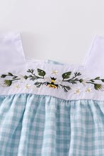 Blue plaid floral ruffle baby romper - ARIA KIDS