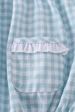 Blue plaid floral ruffle baby romper - ARIA KIDS