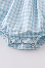 Blue plaid floral ruffle baby romper - ARIA KIDS