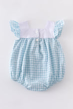 Blue plaid floral ruffle baby romper - ARIA KIDS